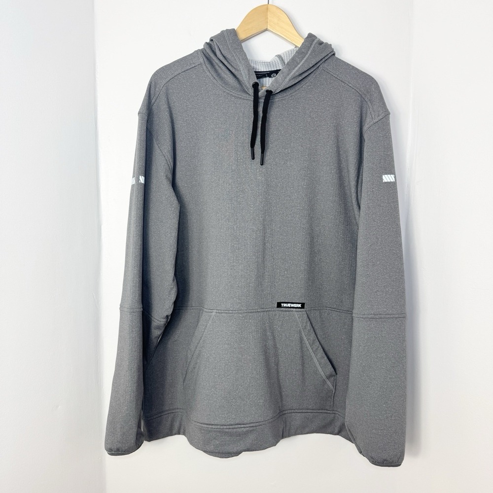 Truewerk M1 Grid Hoodie Mens 2XL Gray Performance Pullover Stretch Work Soft